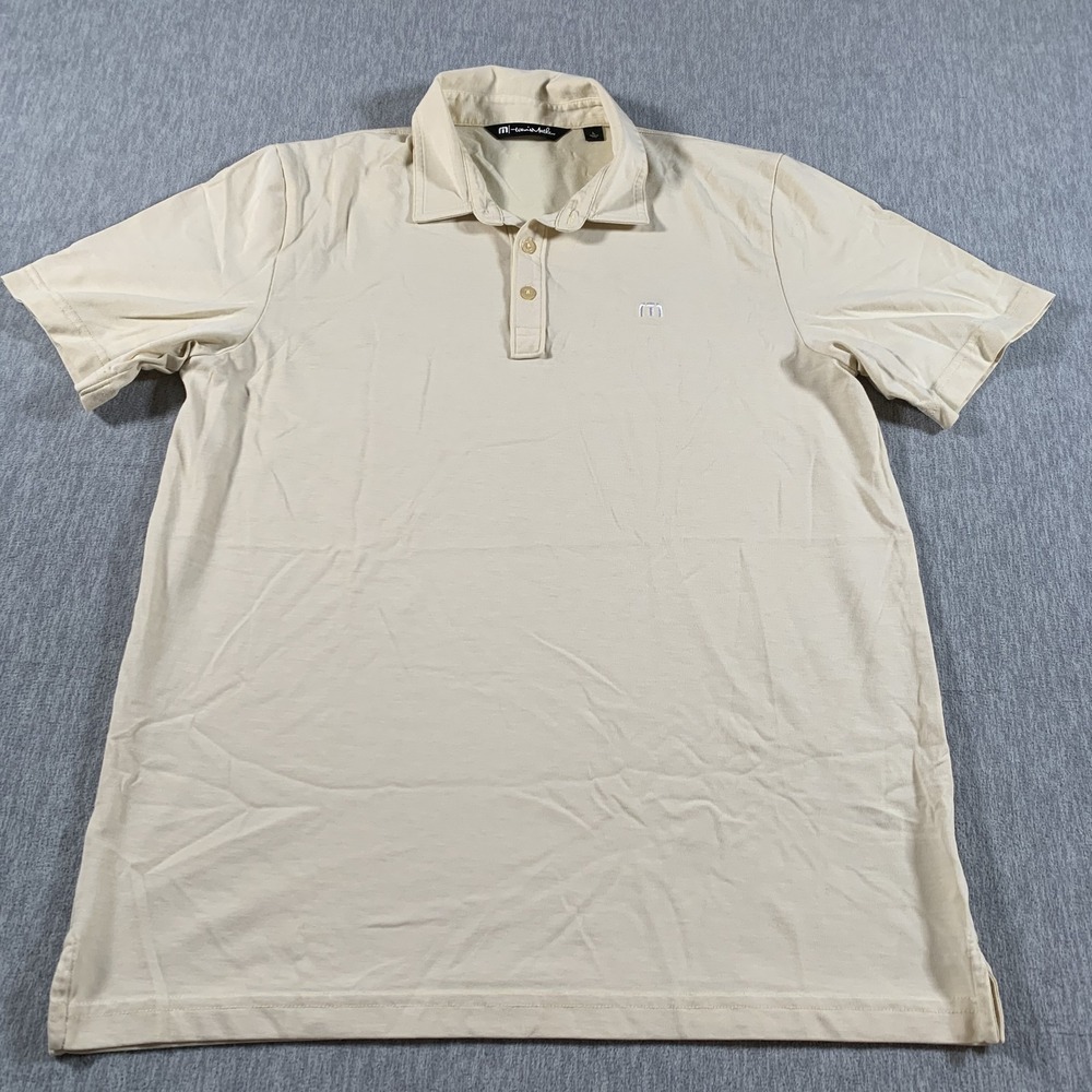 Travis Mathew Polo Shirt Mens Large Yellow Performance Golf Casual Collared Soft